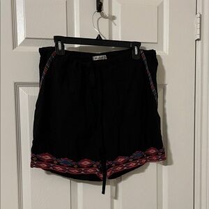 Johnny Was Black Shorts with Colorful Trim